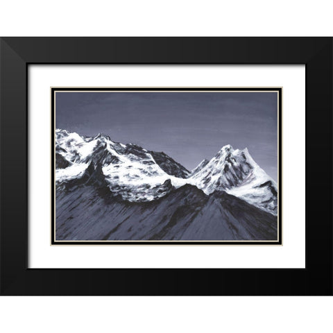 Moonlit Mountain Range I Black Modern Wood Framed Art Print with Double Matting by Willett, Michael