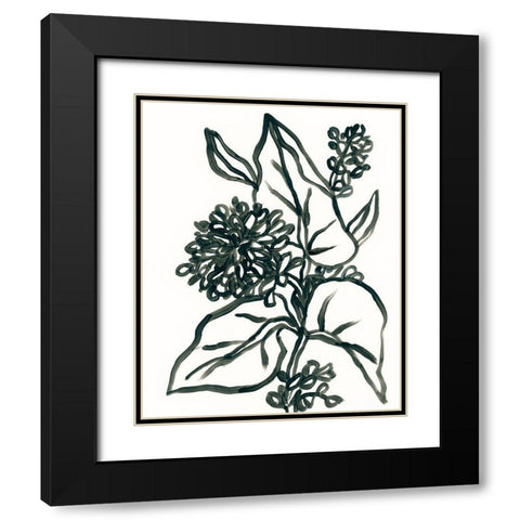 Linear Floral II Black Modern Wood Framed Art Print with Double Matting by Vess, June Erica