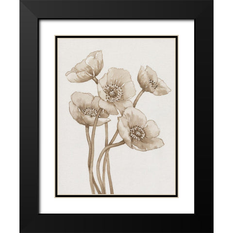 Poppies in Sepia II Black Modern Wood Framed Art Print with Double Matting by OToole, Tim