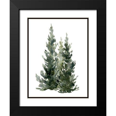 Simple Evergreens I Black Modern Wood Framed Art Print with Double Matting by Caroline, Emma