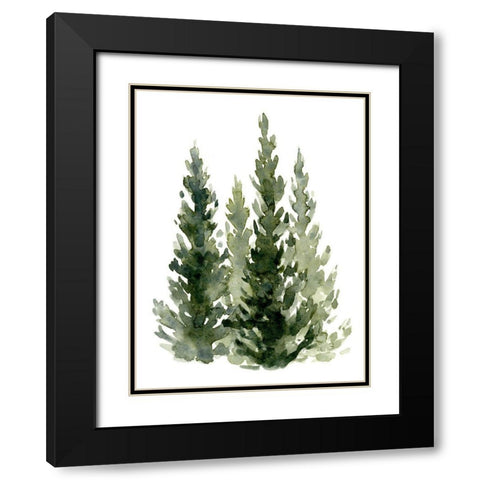 Simple Evergreens II Black Modern Wood Framed Art Print with Double Matting by Caroline, Emma