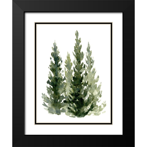 Simple Evergreens II Black Modern Wood Framed Art Print with Double Matting by Caroline, Emma