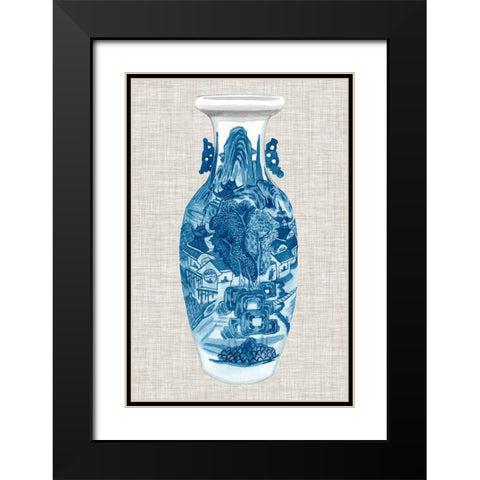 Ming Vase on Linen I Black Modern Wood Framed Art Print with Double Matting by McCavitt, Naomi