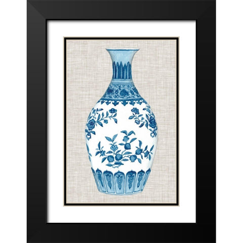Ming Vase on Linen III Black Modern Wood Framed Art Print with Double Matting by McCavitt, Naomi