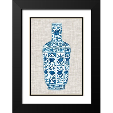 Ming Vase on Linen VI Black Modern Wood Framed Art Print with Double Matting by McCavitt, Naomi