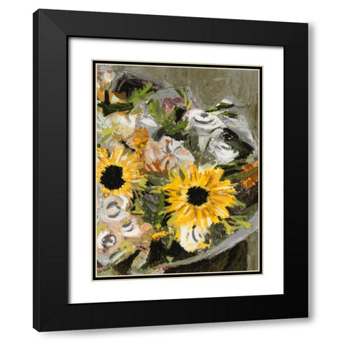 Sunflower Bouquet II Black Modern Wood Framed Art Print with Double Matting by Wang, Melissa