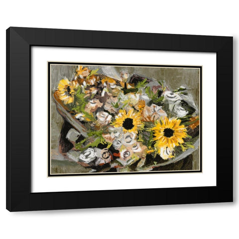Sunflower Bouquet III Black Modern Wood Framed Art Print with Double Matting by Wang, Melissa