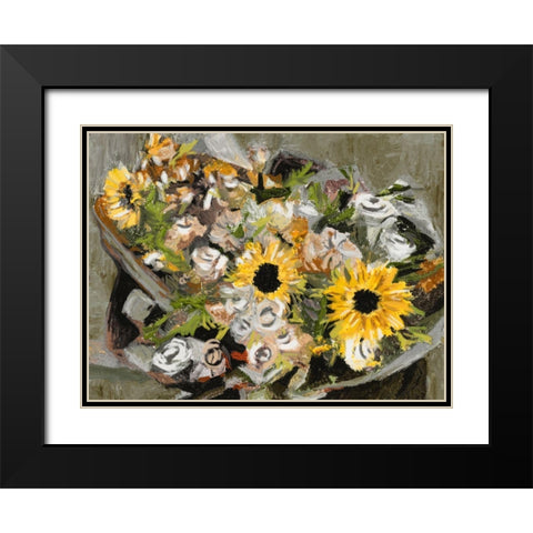 Sunflower Bouquet III Black Modern Wood Framed Art Print with Double Matting by Wang, Melissa