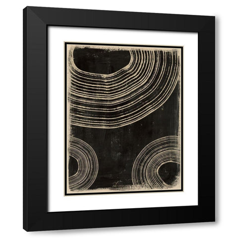 Rings on Charcoal I Black Modern Wood Framed Art Print with Double Matting by Barnes, Victoria