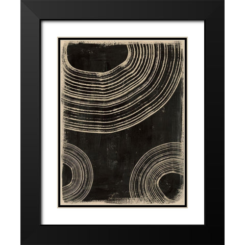 Rings on Charcoal I Black Modern Wood Framed Art Print with Double Matting by Barnes, Victoria