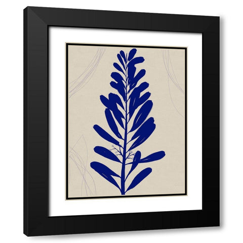 Blue Print Botanical I Black Modern Wood Framed Art Print with Double Matting by Holman, Nicholas
