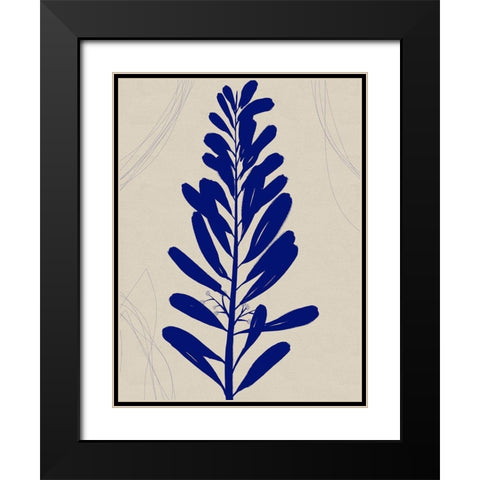 Blue Print Botanical I Black Modern Wood Framed Art Print with Double Matting by Holman, Nicholas