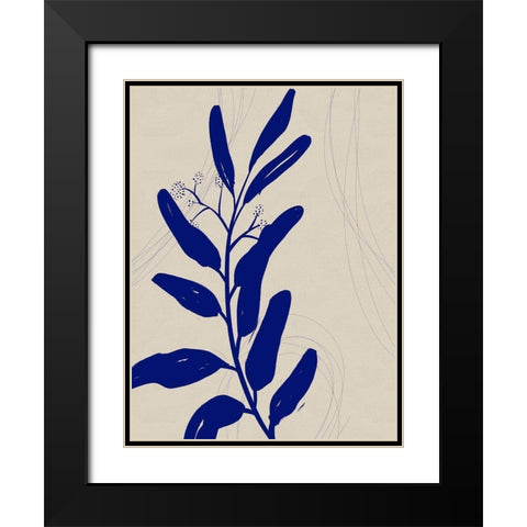 Blue Print Botanical II Black Modern Wood Framed Art Print with Double Matting by Holman, Nicholas