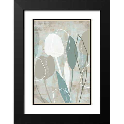 Sea Mist Floral I Black Modern Wood Framed Art Print with Double Matting by Kouta, Flora