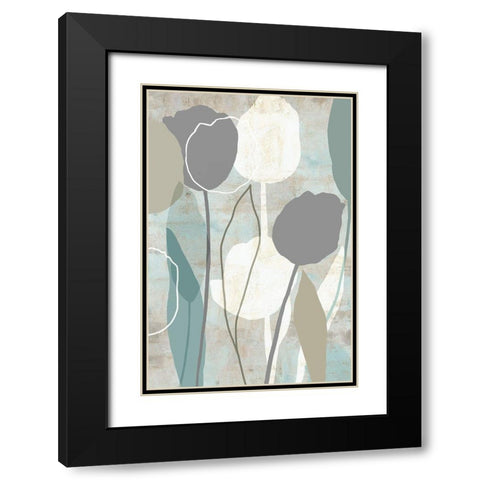 Sea Mist Floral II Black Modern Wood Framed Art Print with Double Matting by Kouta, Flora