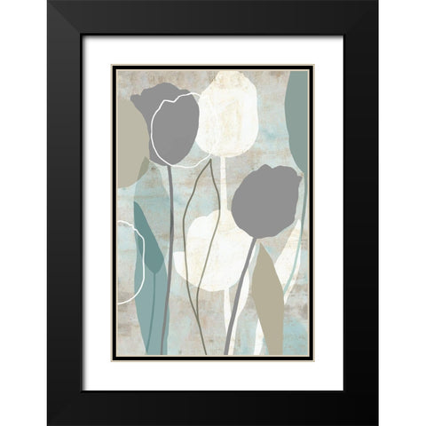Sea Mist Floral II Black Modern Wood Framed Art Print with Double Matting by Kouta, Flora