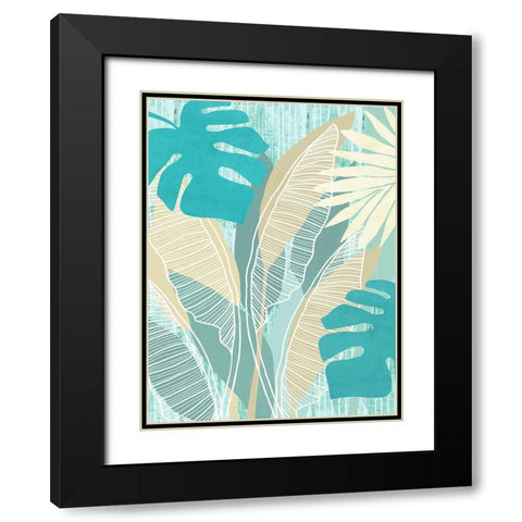 Aqua Tropical I Black Modern Wood Framed Art Print with Double Matting by Kouta, Flora