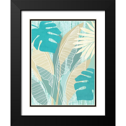 Aqua Tropical I Black Modern Wood Framed Art Print with Double Matting by Kouta, Flora