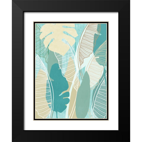 Aqua Tropical II Black Modern Wood Framed Art Print with Double Matting by Kouta, Flora