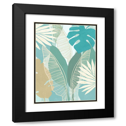 Aqua Tropical III Black Modern Wood Framed Art Print with Double Matting by Kouta, Flora