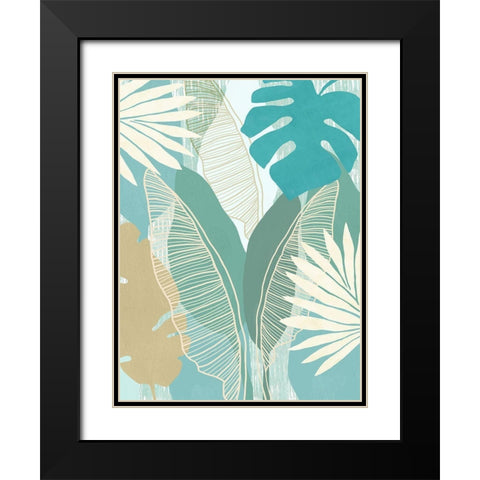 Aqua Tropical III Black Modern Wood Framed Art Print with Double Matting by Kouta, Flora