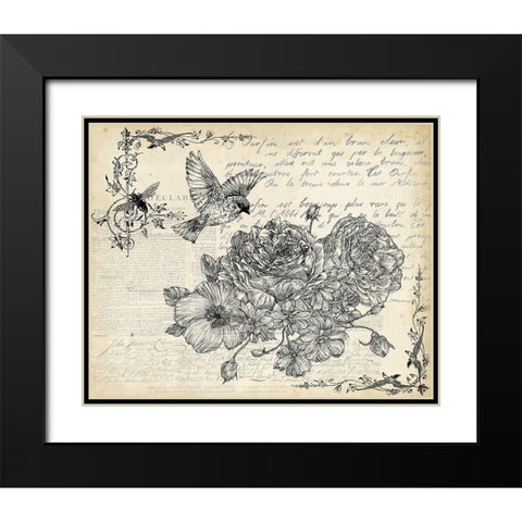 Ink Flowers I Black Modern Wood Framed Art Print with Double Matting by Wang, Melissa