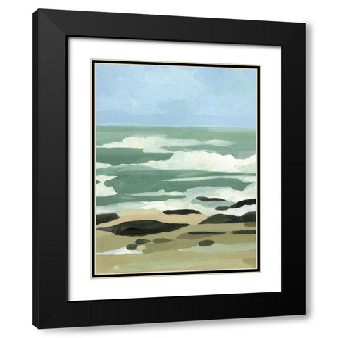 Abstracted Coastline I Black Modern Wood Framed Art Print with Double Matting by Caroline, Emma