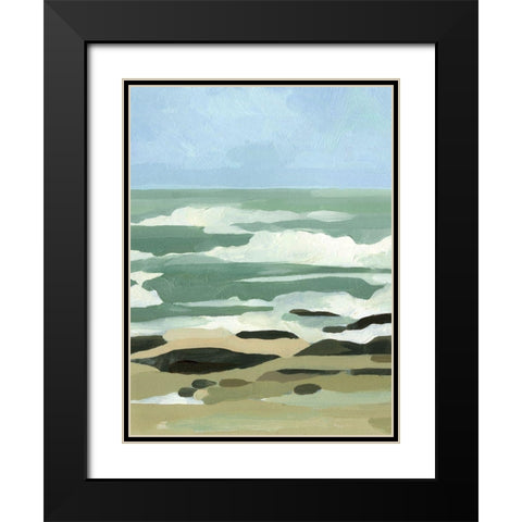 Abstracted Coastline I Black Modern Wood Framed Art Print with Double Matting by Caroline, Emma