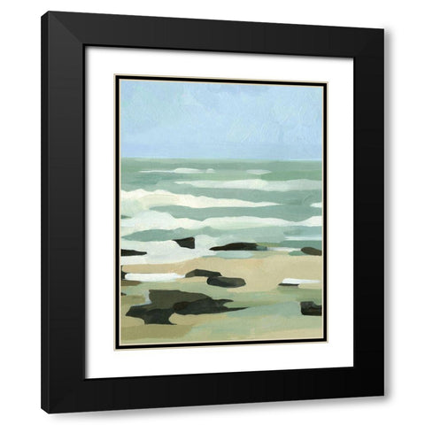 Abstracted Coastline II Black Modern Wood Framed Art Print with Double Matting by Caroline, Emma