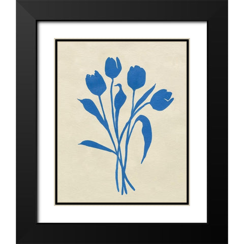 Blue Tulips I Black Modern Wood Framed Art Print with Double Matting by Caroline, Emma