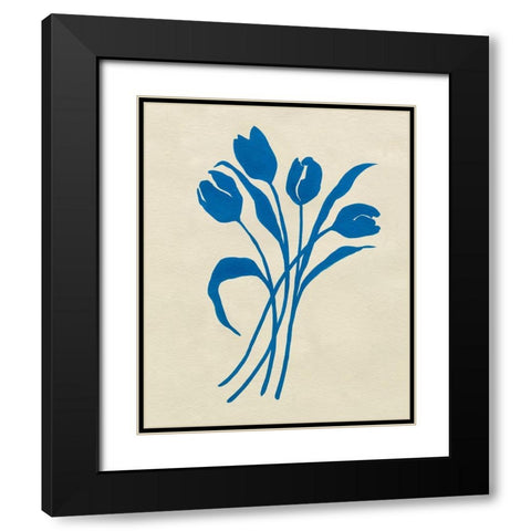 Blue Tulips II Black Modern Wood Framed Art Print with Double Matting by Caroline, Emma
