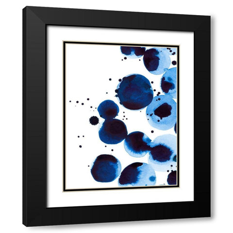 Blue Drops II Black Modern Wood Framed Art Print with Double Matting by Warren, Annie