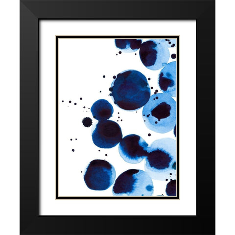 Blue Drops II Black Modern Wood Framed Art Print with Double Matting by Warren, Annie