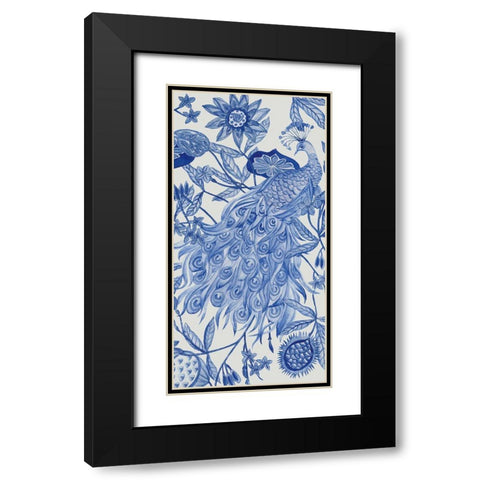 Peacock in Indigo II Black Modern Wood Framed Art Print with Double Matting by Wang, Melissa