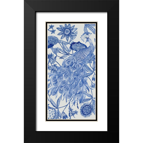 Peacock in Indigo II Black Modern Wood Framed Art Print with Double Matting by Wang, Melissa