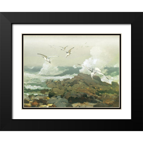 Green Ocean II Black Modern Wood Framed Art Print with Double Matting by Hunziker, Steve