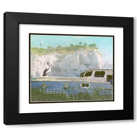 Green Ocean III Black Modern Wood Framed Art Print with Double Matting by Hunziker, Steve