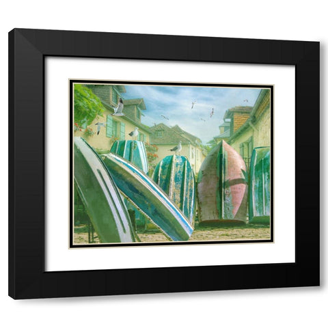Green Ocean IV Black Modern Wood Framed Art Print with Double Matting by Hunziker, Steve