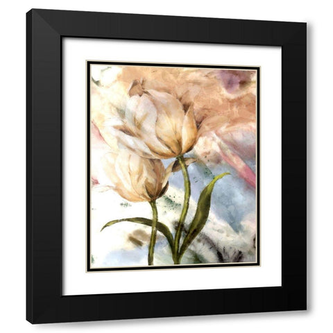 Pastel Fleur I Black Modern Wood Framed Art Print with Double Matting by Smith, Karen