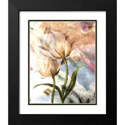 Pastel Fleur I Black Modern Wood Framed Art Print with Double Matting by Smith, Karen