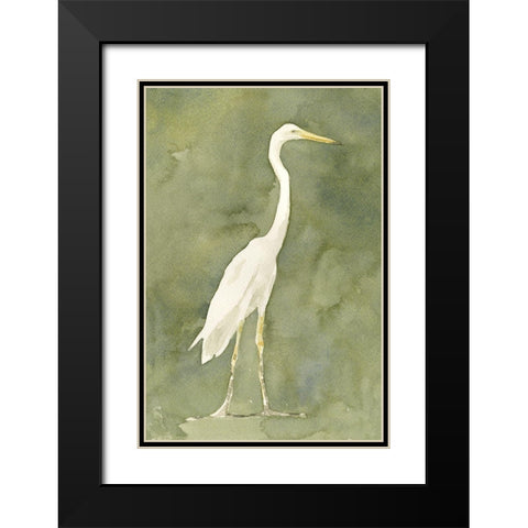 Emerald Heron I Black Modern Wood Framed Art Print with Double Matting by Caroline, Emma