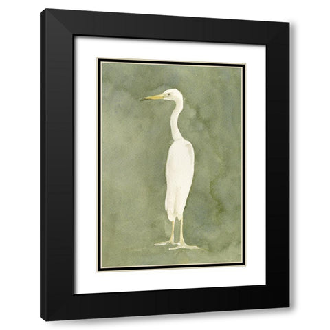 Emerald Heron II Black Modern Wood Framed Art Print with Double Matting by Caroline, Emma