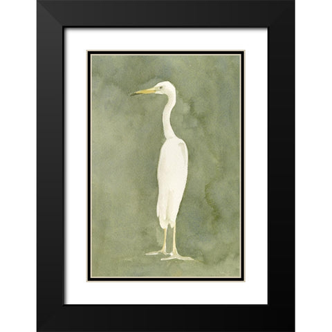 Emerald Heron II Black Modern Wood Framed Art Print with Double Matting by Caroline, Emma
