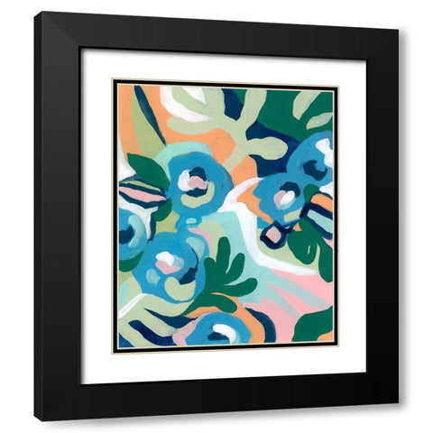 Bright Floral Dance I Black Modern Wood Framed Art Print with Double Matting by Vess, June Erica