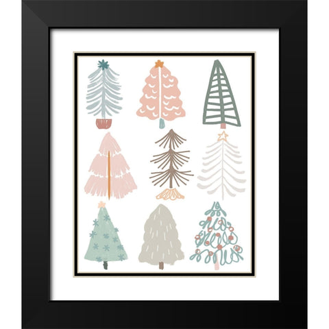 Christmas Tree Sketchbook II Black Modern Wood Framed Art Print with Double Matting by Vess, June Erica