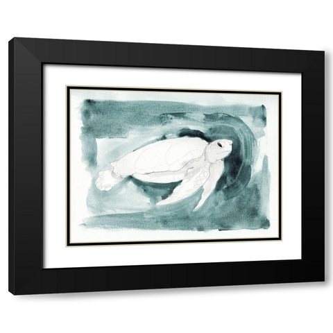 Sea Turtle Searching I Black Modern Wood Framed Art Print with Double Matting by Green, Jacob