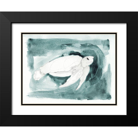 Sea Turtle Searching I Black Modern Wood Framed Art Print with Double Matting by Green, Jacob