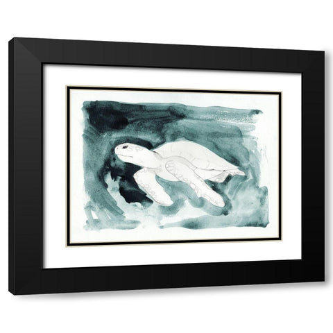 Sea Turtle Searching II Black Modern Wood Framed Art Print with Double Matting by Green, Jacob