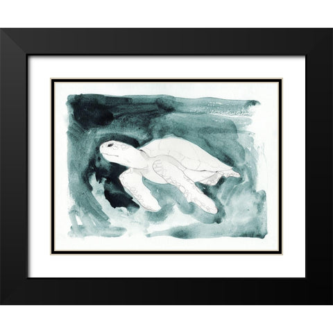 Sea Turtle Searching II Black Modern Wood Framed Art Print with Double Matting by Green, Jacob