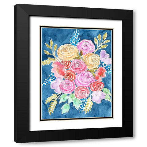 Floral Gaze I Black Modern Wood Framed Art Print with Double Matting by Moore, Regina